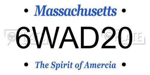 6WAD20 Massachusetts License Plate