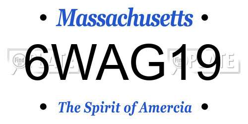 6WAG19 Massachusetts License Plate