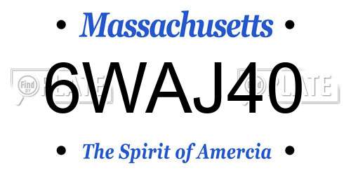 6WAJ40 Massachusetts License Plate