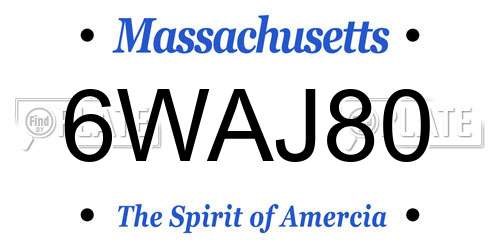6WAJ80 Massachusetts License Plate