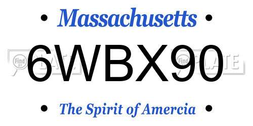 6WBX90 Massachusetts License Plate