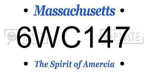 6WC147 Massachusetts License Plate