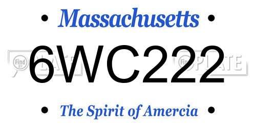 6WC222 Massachusetts License Plate