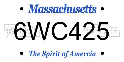 6WC425 Massachusetts License Plate