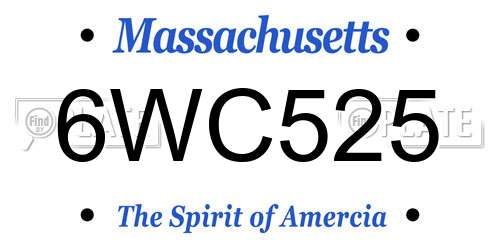 6WC525 Massachusetts License Plate