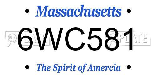 6WC581 Massachusetts License Plate