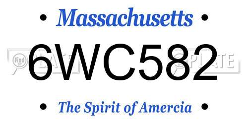 6WC582 Massachusetts License Plate