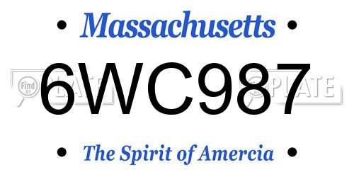6WC987 Massachusetts License Plate