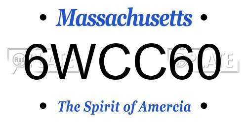 6WCC60 Massachusetts License Plate