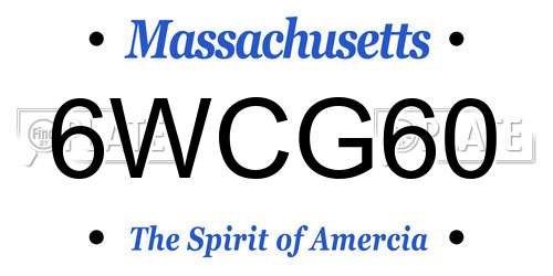 6WCG60 Massachusetts License Plate