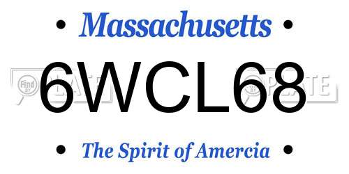 6WCL68 Massachusetts License Plate