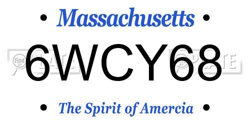 6WCY68 Massachusetts License Plate