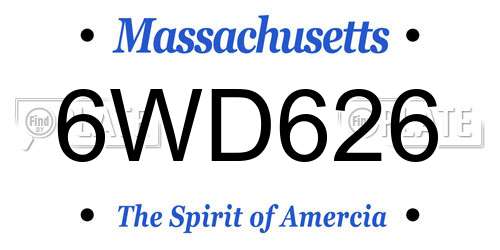 6WD626 Massachusetts License Plate