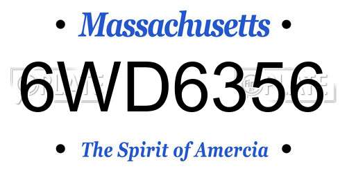 6WD6356 Massachusetts License Plate
