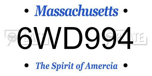 6WD994 Massachusetts License Plate