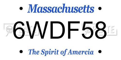 6WDF58 Massachusetts License Plate