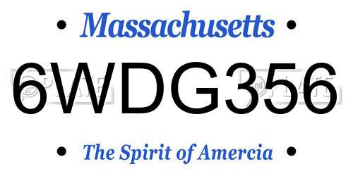 6WDG356 Massachusetts License Plate