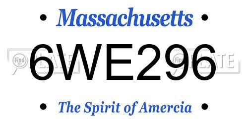 6WE296 Massachusetts License Plate