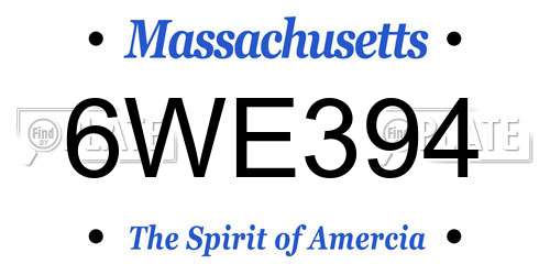 6WE394 Massachusetts License Plate