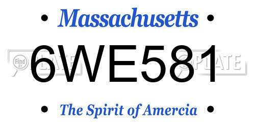 6WE581 Massachusetts License Plate
