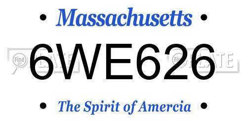 6WE626 Massachusetts License Plate