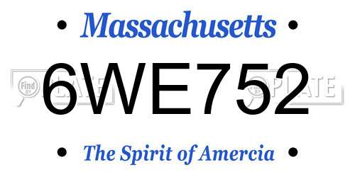 6WE752 Massachusetts License Plate