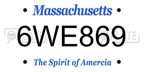 6WE869 Massachusetts License Plate