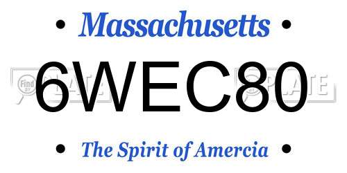 6WEC80 Massachusetts License Plate