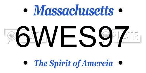6WES97 Massachusetts License Plate