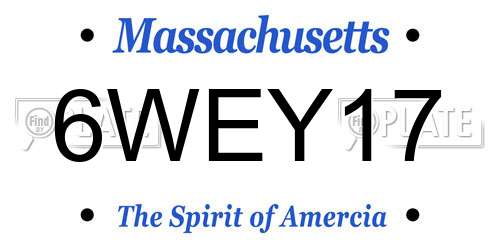 6WEY17 Massachusetts License Plate