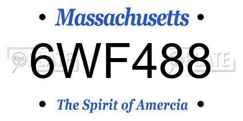 6WF488 Massachusetts License Plate