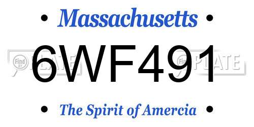 6WF491 Massachusetts License Plate