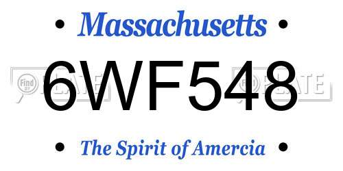 6WF548 Massachusetts License Plate