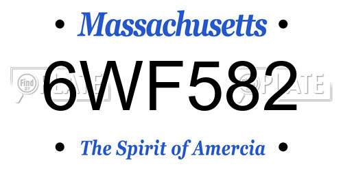 6WF582 Massachusetts License Plate