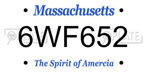 6WF652 Massachusetts License Plate