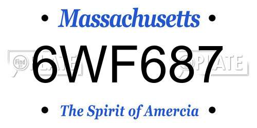 6WF687 Massachusetts License Plate