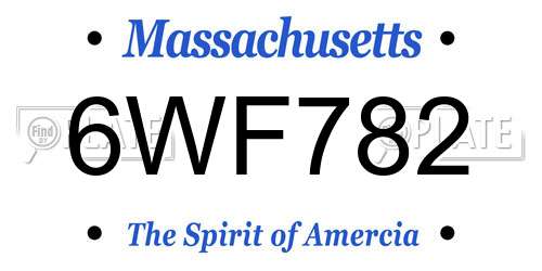 6WF782 Massachusetts License Plate