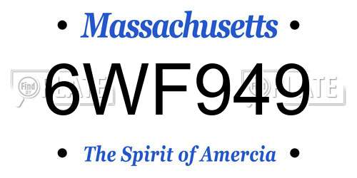 6WF949 Massachusetts License Plate