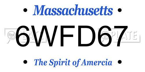 6WFD67 Massachusetts License Plate