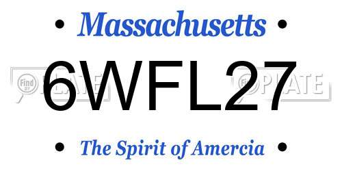 6WFL27 Massachusetts License Plate