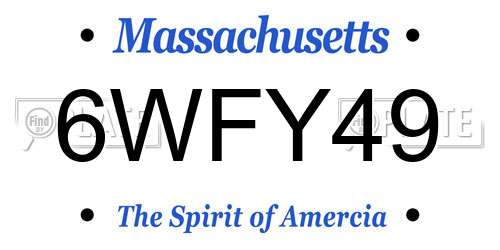 6WFY49 Massachusetts License Plate