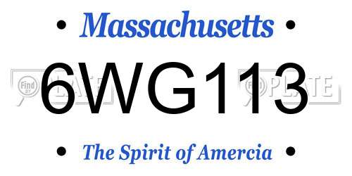 6WG113 Massachusetts License Plate