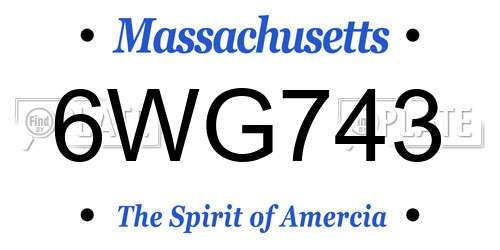 6WG743 Massachusetts License Plate