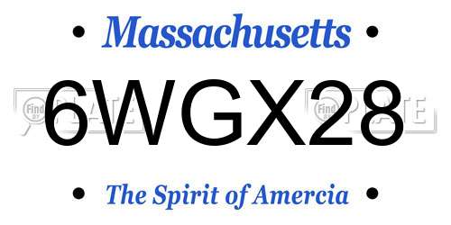 6WGX28 Massachusetts License Plate
