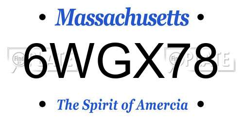 6WGX78 Massachusetts License Plate