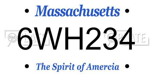 6WH234 Massachusetts License Plate