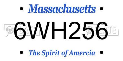 6WH256 Massachusetts License Plate