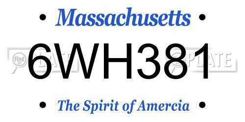 6WH381 Massachusetts License Plate