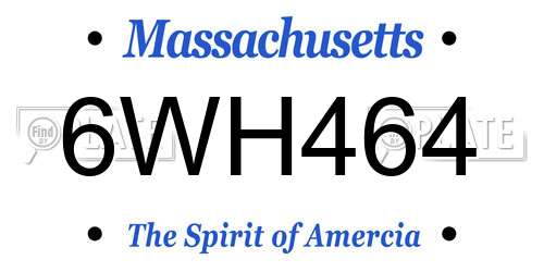 6WH464 Massachusetts License Plate