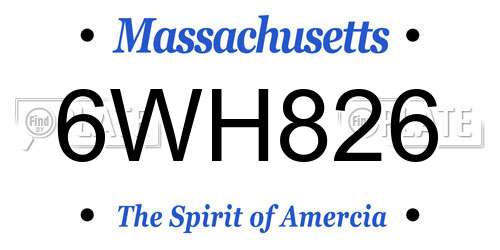 6WH826 Massachusetts License Plate